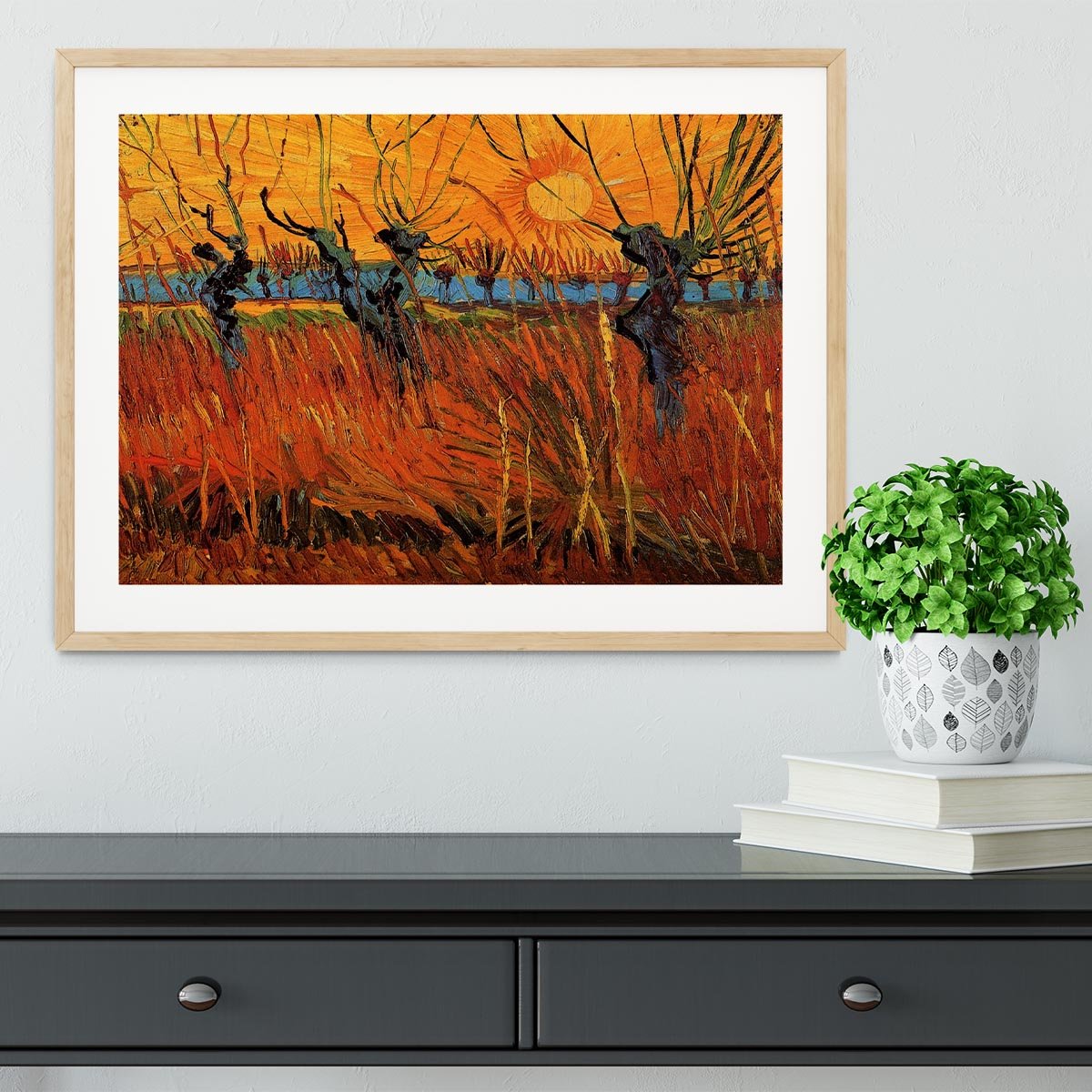 Willows at Sunset by Van Gogh Framed Print - Canvas Art Rocks - 3