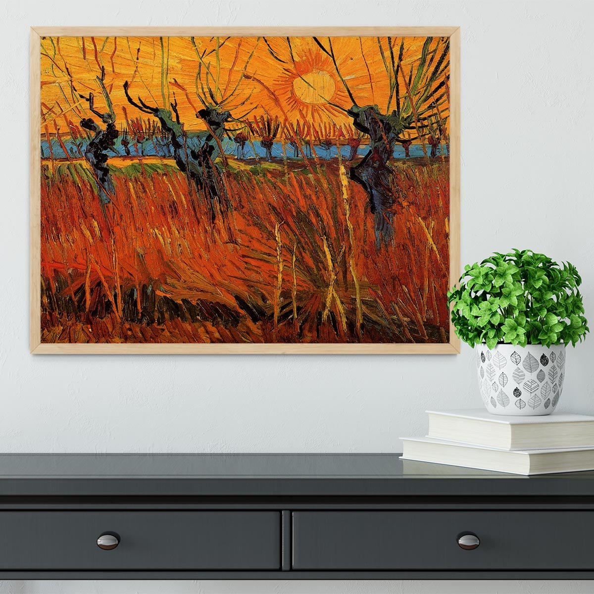 Willows at Sunset by Van Gogh Framed Print - Canvas Art Rocks - 4
