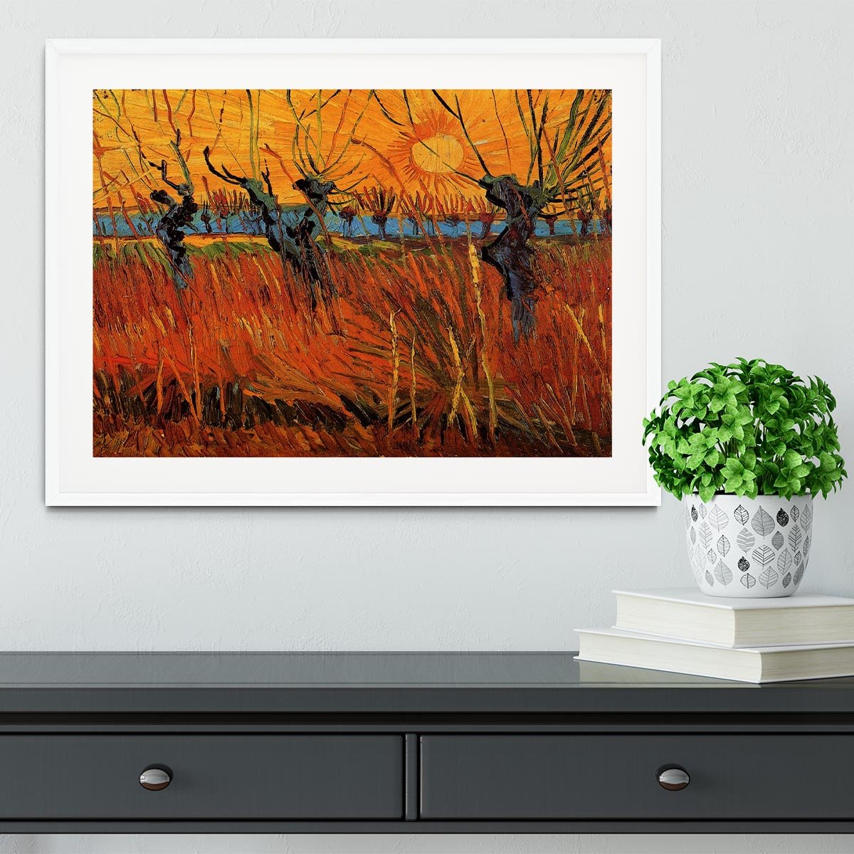 Willows at Sunset by Van Gogh Framed Print - Canvas Art Rocks - 5