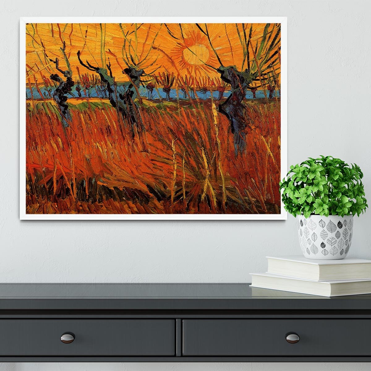 Willows at Sunset by Van Gogh Framed Print - Canvas Art Rocks -6