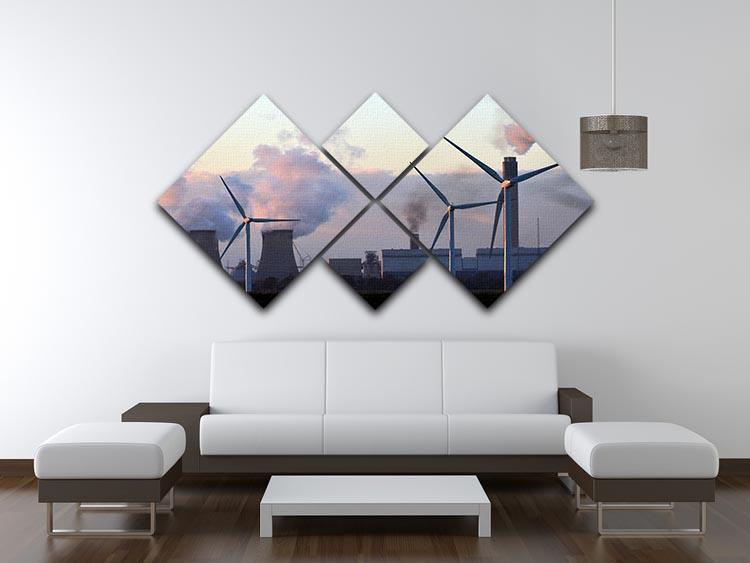 Wind Farm 4 Square Multi Panel Canvas - Canvas Art Rocks - 3