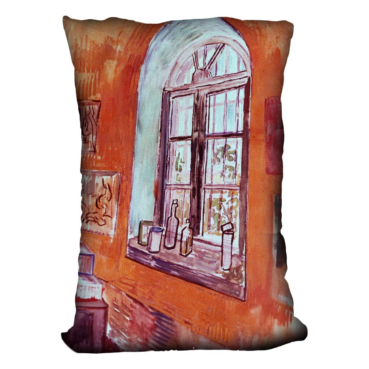 Window of Vincent s Studio at the Asylum by Van Gogh Throw Pillow