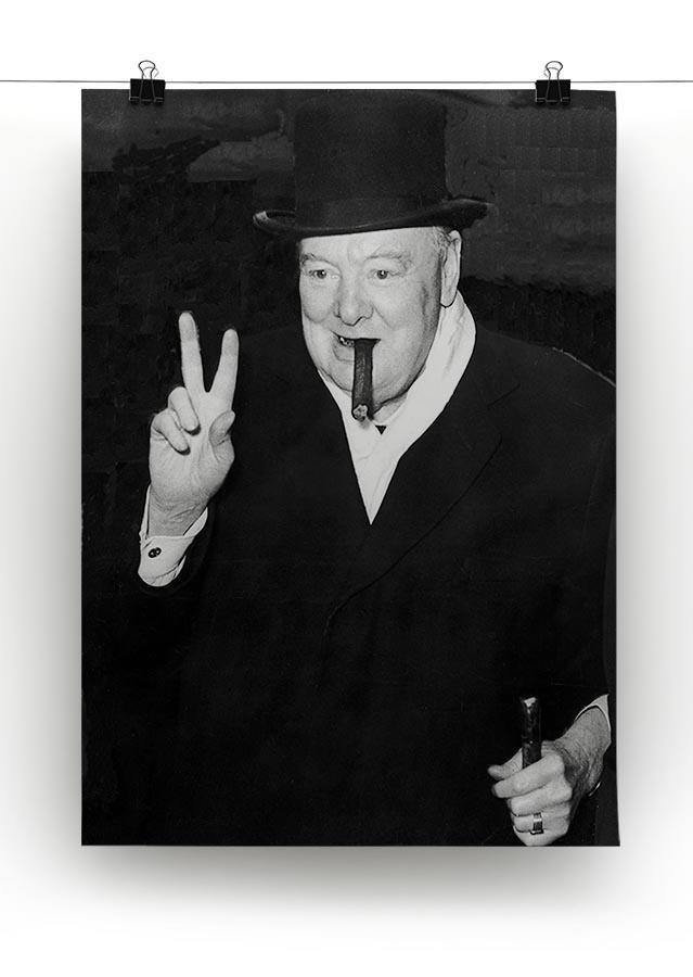 Winston Churchill giving the victory sign Canvas Print or Poster - Canvas Art Rocks - 2