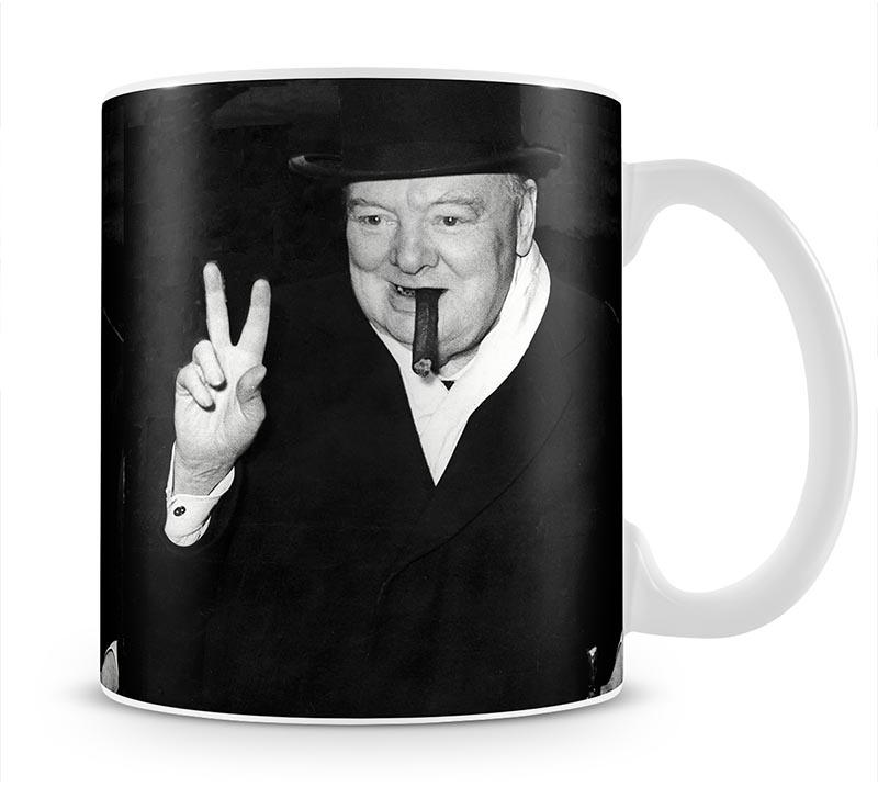 Winston Churchill giving the victory sign Mug - Canvas Art Rocks - 1