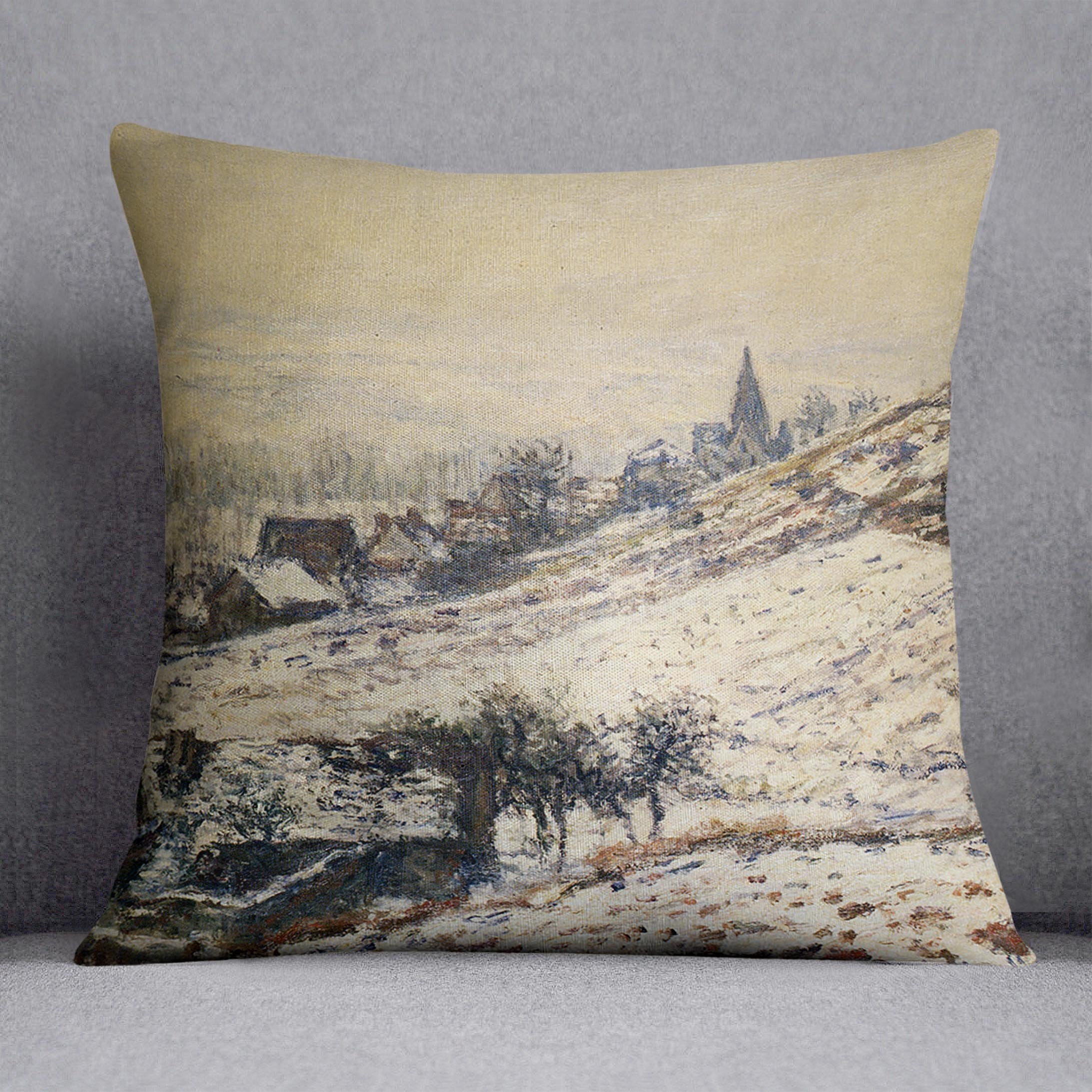Winter At Giverny 1885 by Monet Throw Pillow