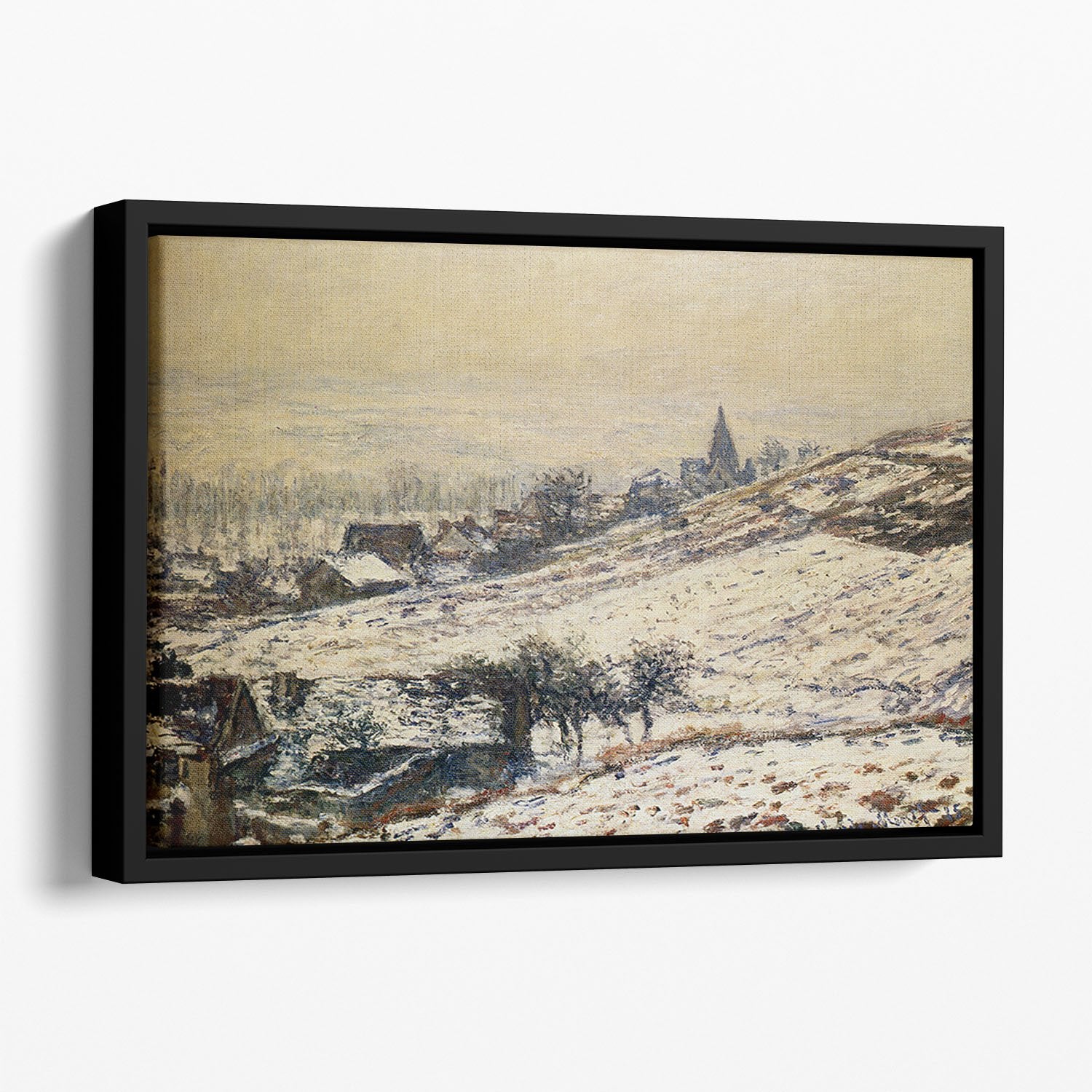 Winter At Giverny 1885 by Monet Floating Framed Canvas