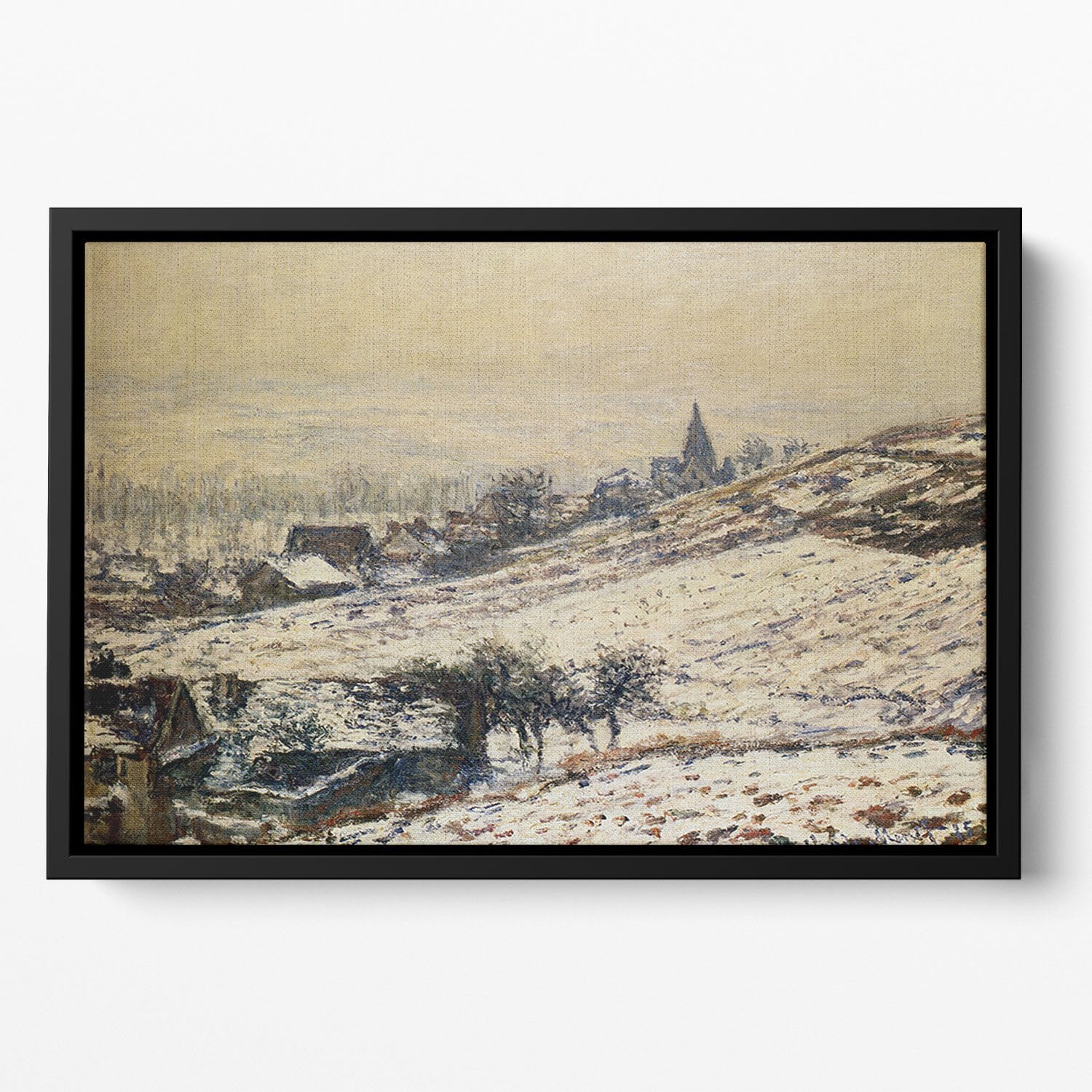 Winter At Giverny 1885 by Monet Floating Framed Canvas