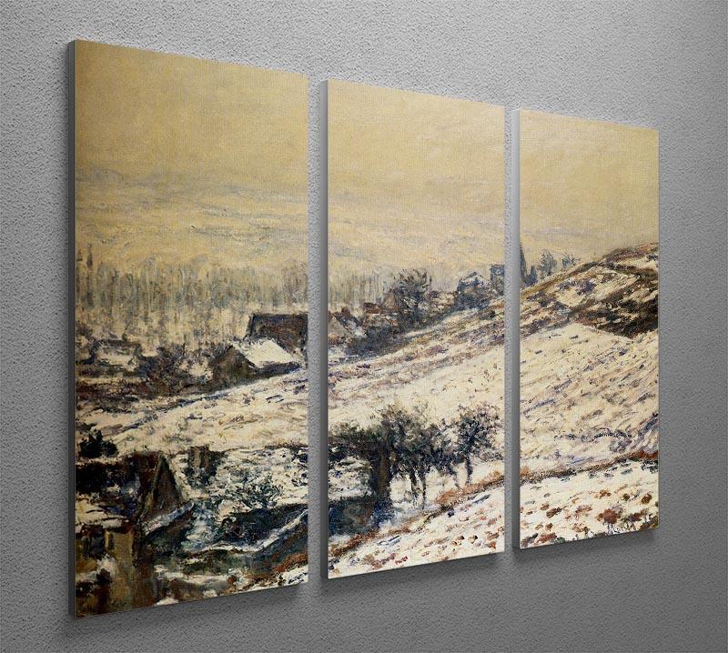 Winter At Giverny 1885 by Monet Split Panel Canvas Print - Canvas Art Rocks - 4