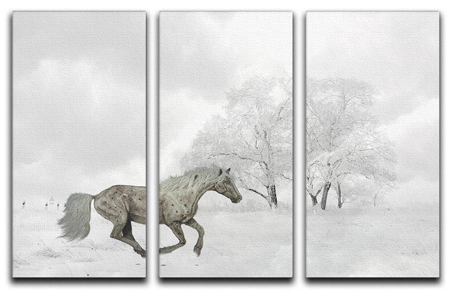 Winter Horse 3 Split Panel Canvas Print - Canvas Art Rocks - 1