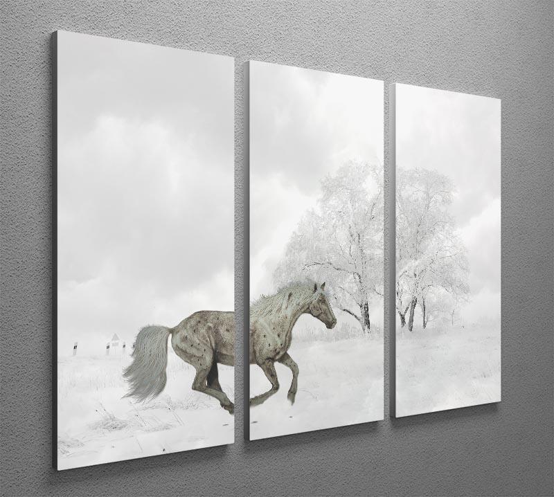 Winter Horse 3 Split Panel Canvas Print - Canvas Art Rocks - 2