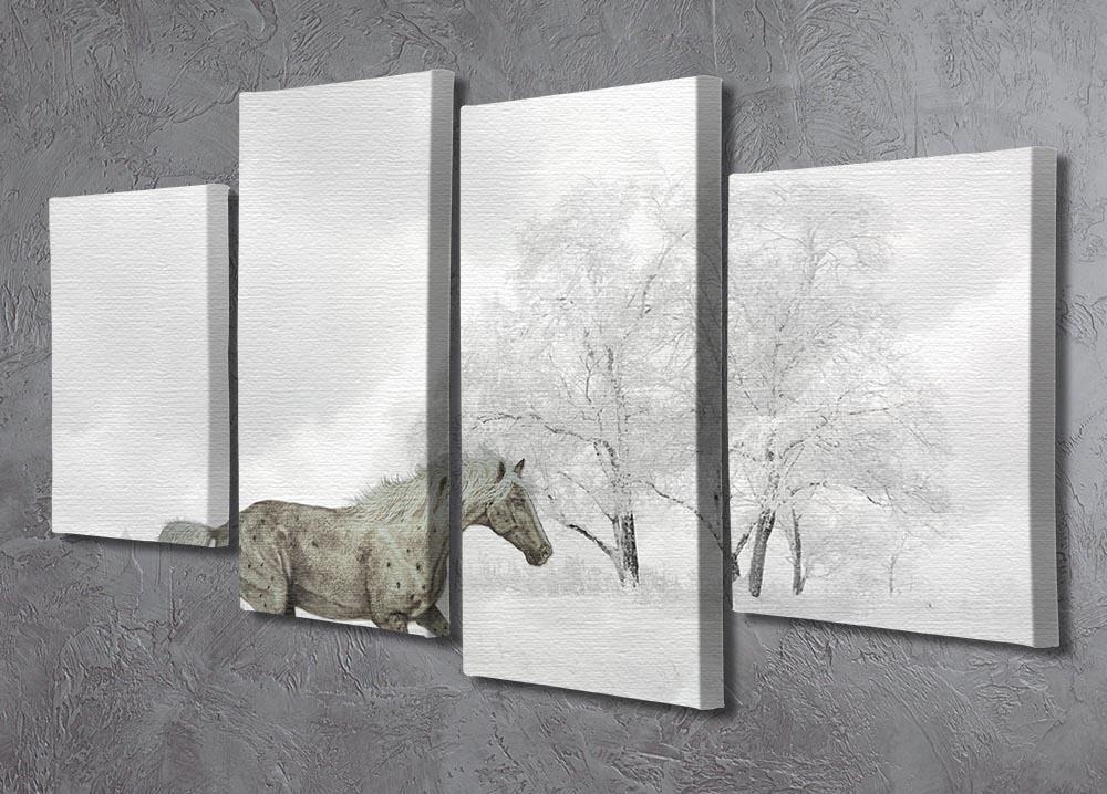 Winter Horse 4 Split Panel Canvas - Canvas Art Rocks - 2