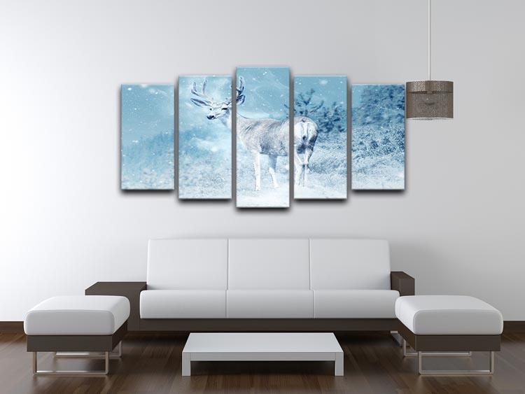 Winter Moose 5 Split Panel Canvas - Canvas Art Rocks - 3