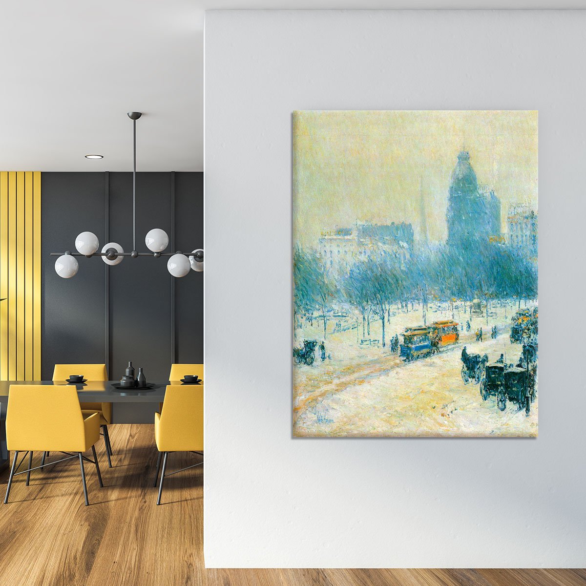 Winter in Union Square by Hassam Canvas Print or Poster