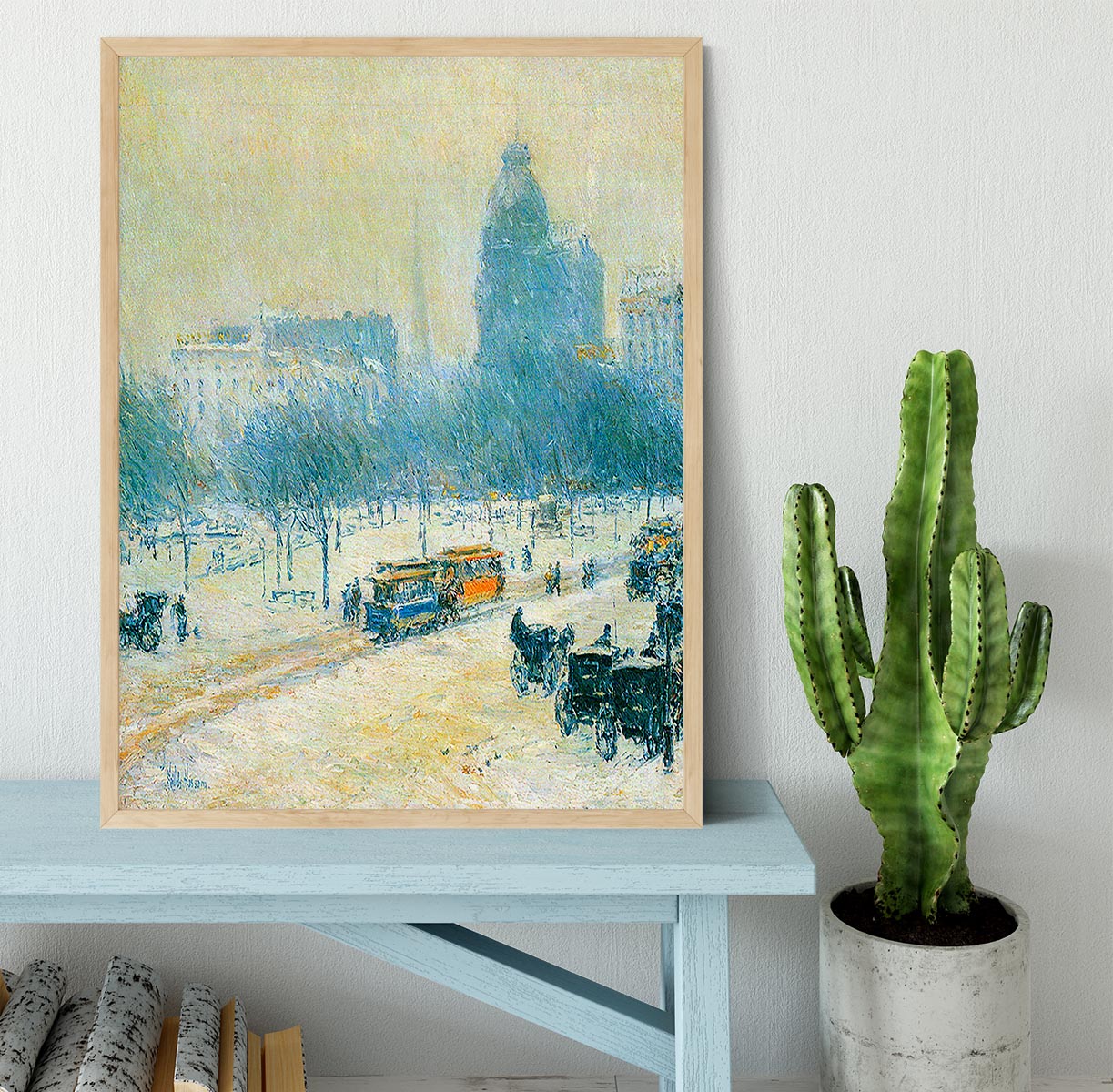 Winter in Union Square by Hassam Framed Print - Canvas Art Rocks - 4