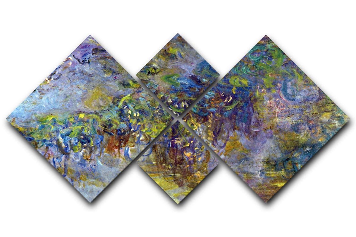 Wisteria 2 by Monet 4 Square Multi Panel Canvas  - Canvas Art Rocks - 1