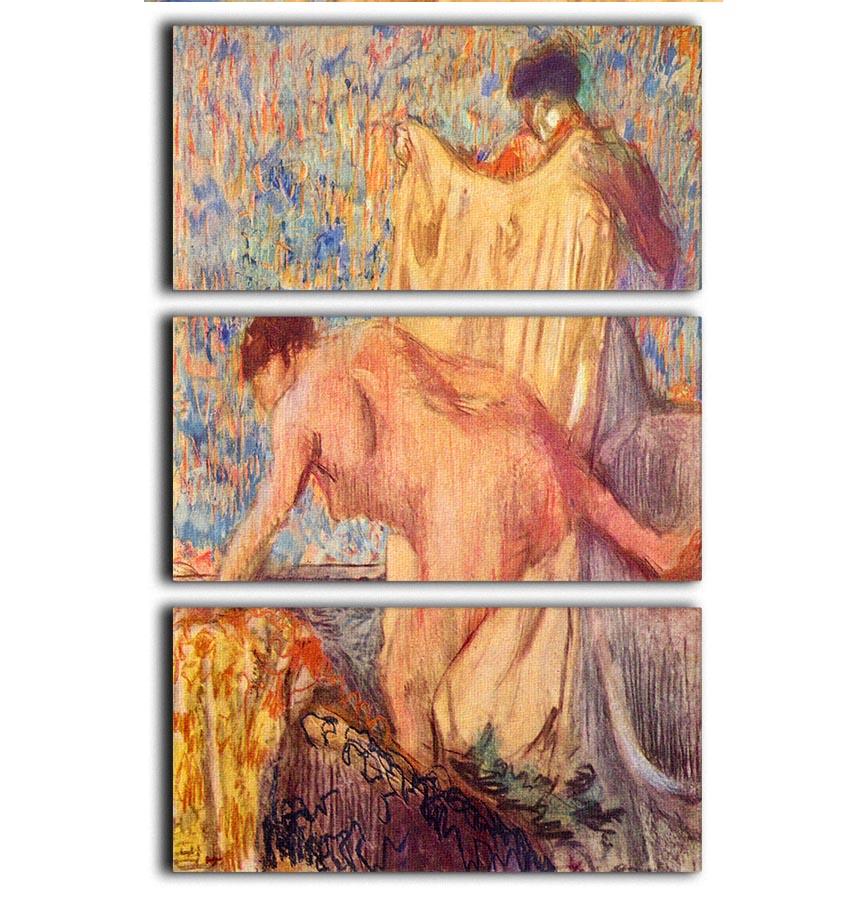 Withdrawing from the bathtub by Degas 3 Split Panel Canvas Print - Canvas Art Rocks - 1