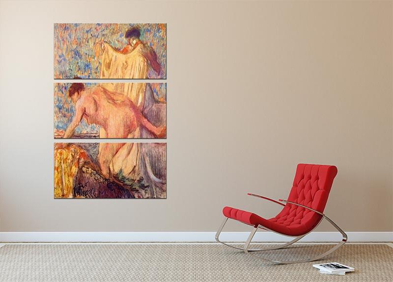 Withdrawing from the bathtub by Degas 3 Split Panel Canvas Print - Canvas Art Rocks - 2