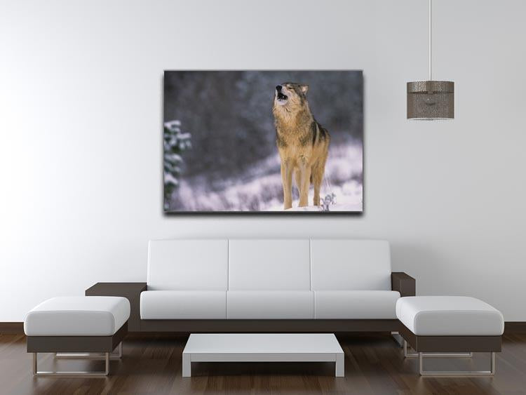 Wolf Howling in White Snow Canvas Print or Poster - Canvas Art Rocks - 4