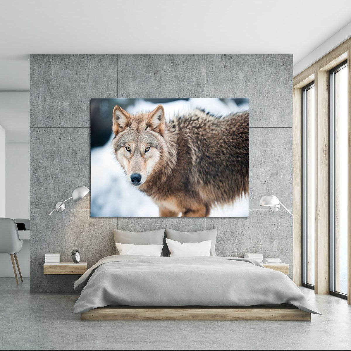 Wolf standing in the snow Canvas Print or Poster