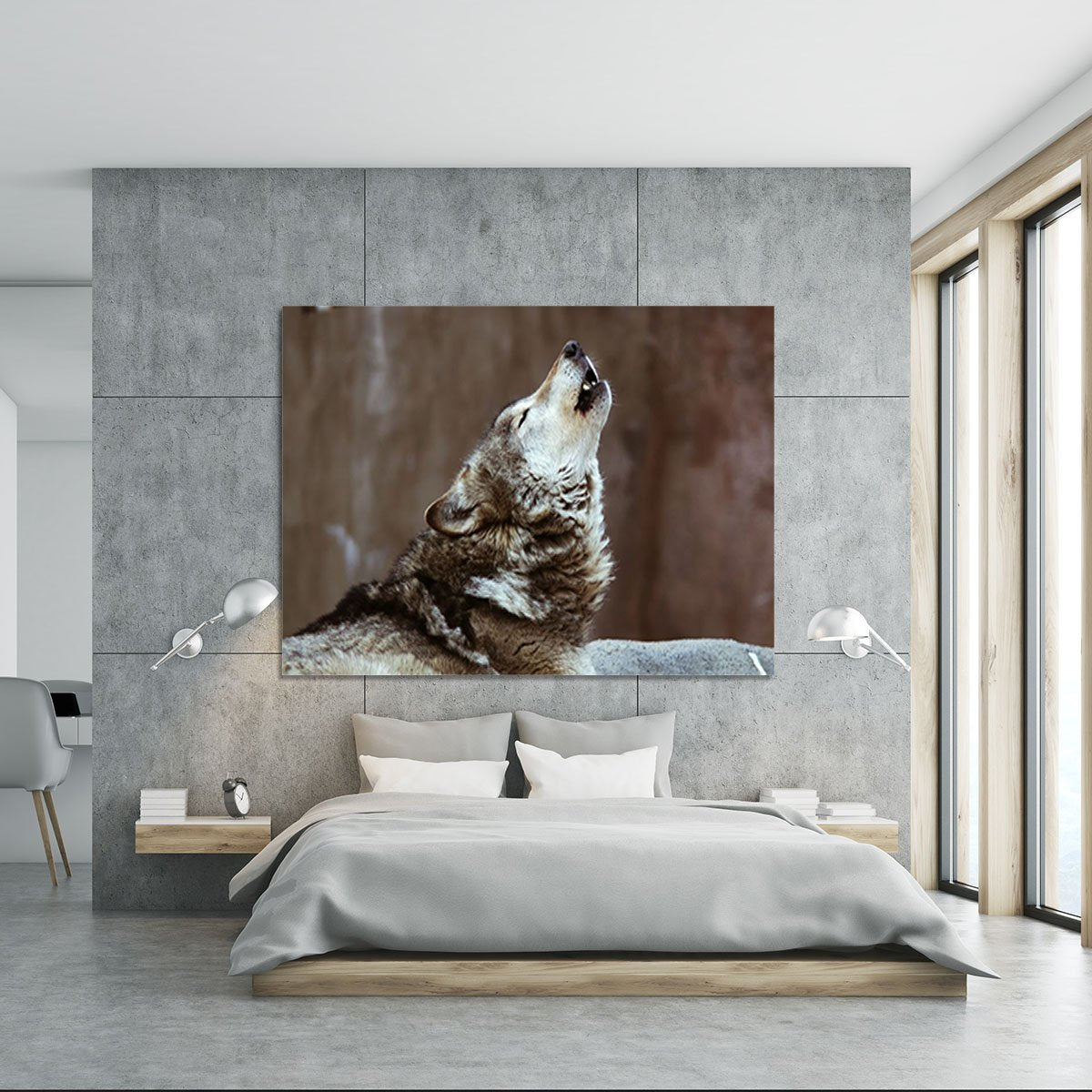 Wolves howl in Moscow Zoo Canvas Print or Poster
