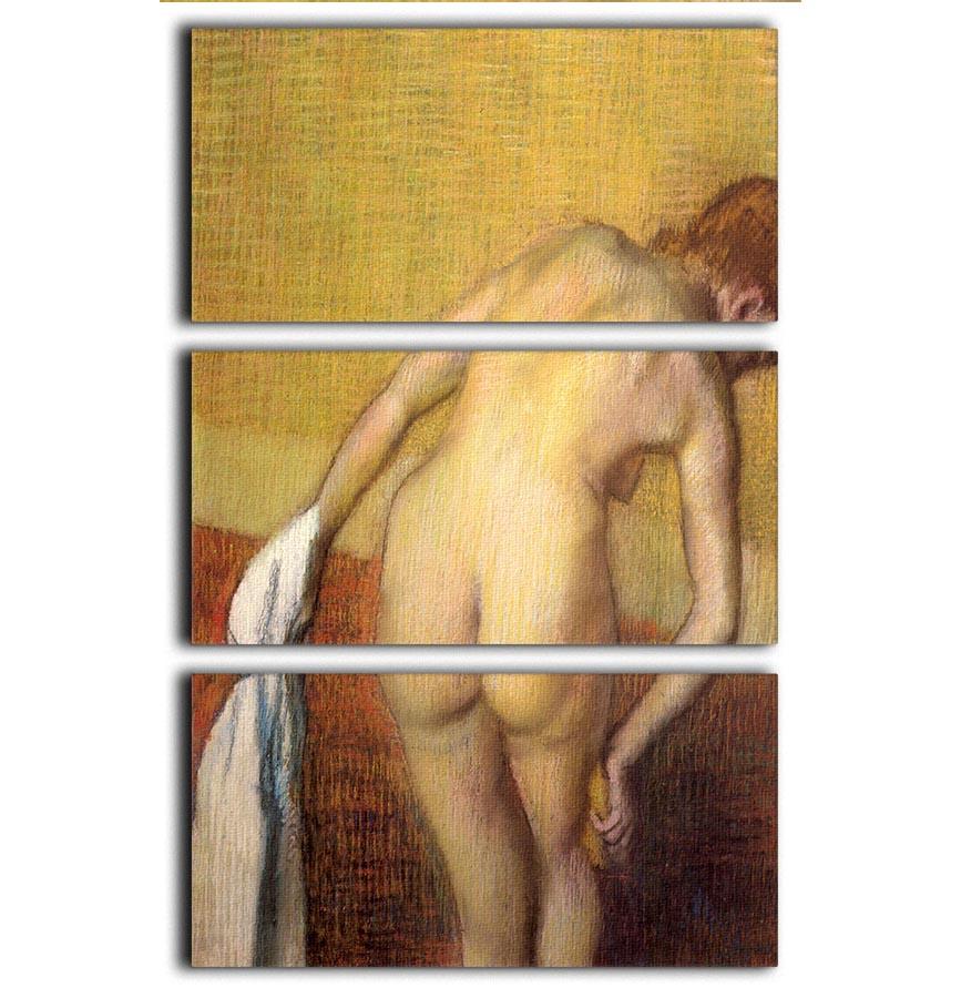 Woman Drying with towel and sponge by Degas 3 Split Panel Canvas Print - Canvas Art Rocks - 1