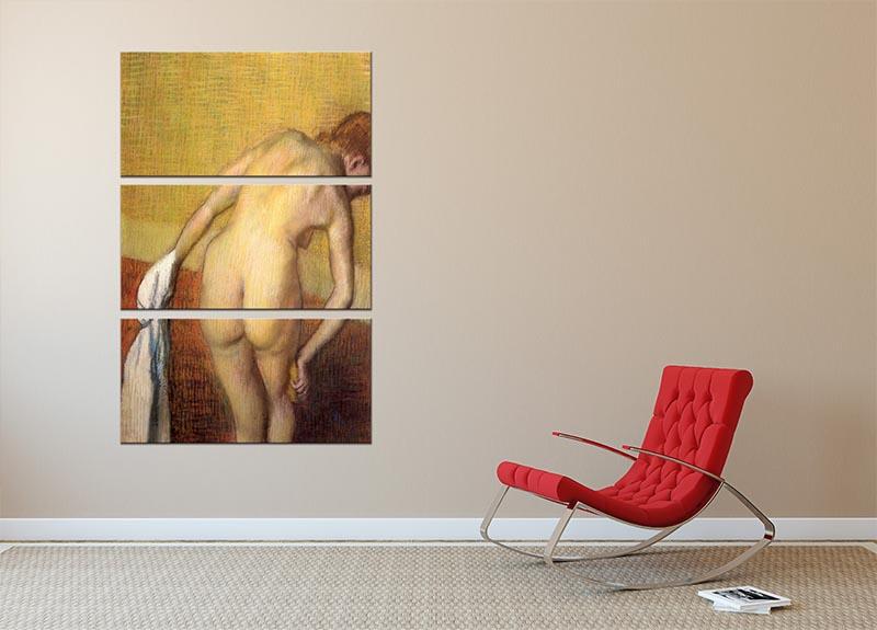 Woman Drying with towel and sponge by Degas 3 Split Panel Canvas Print - Canvas Art Rocks - 2