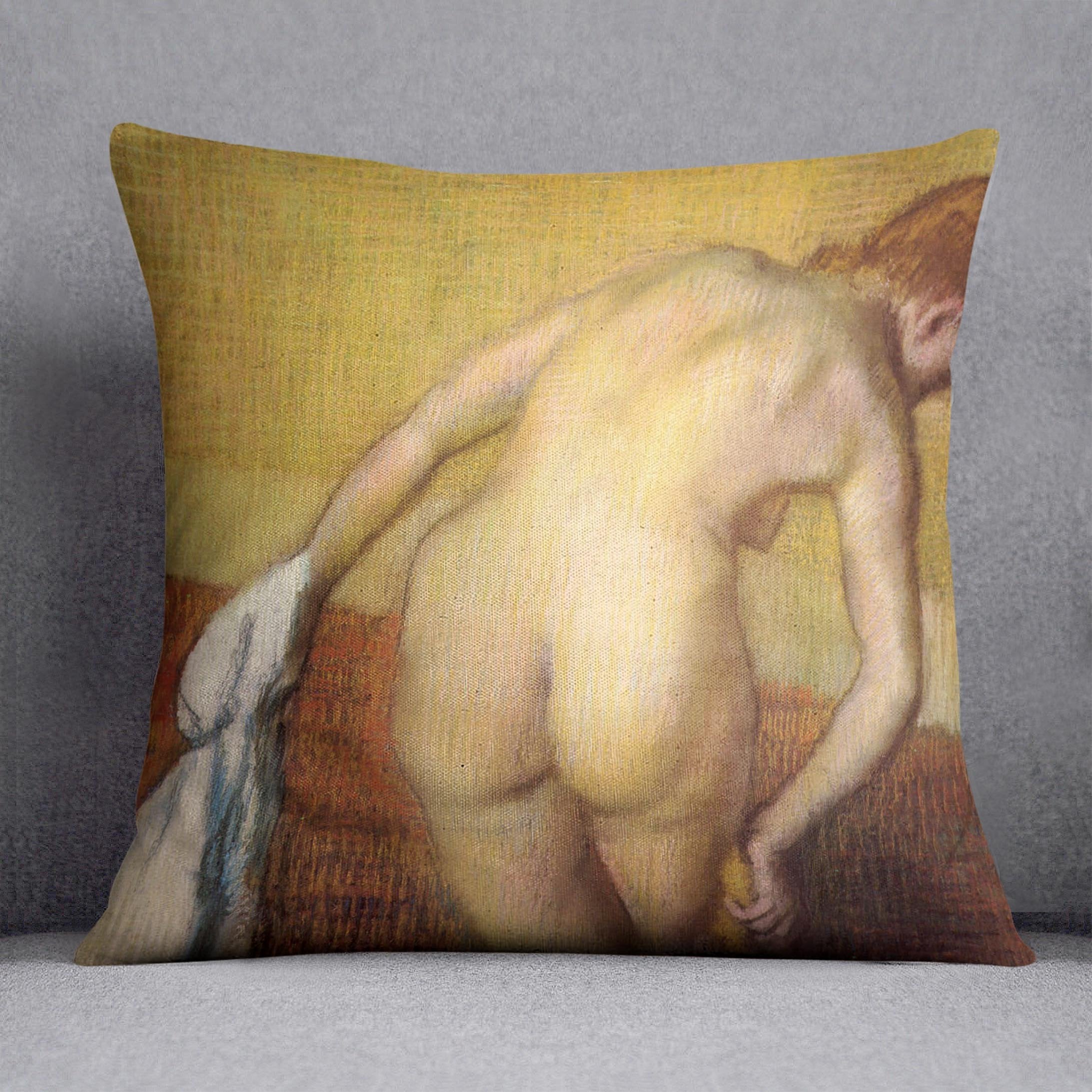 Woman Drying with towel and sponge by Degas Cushion