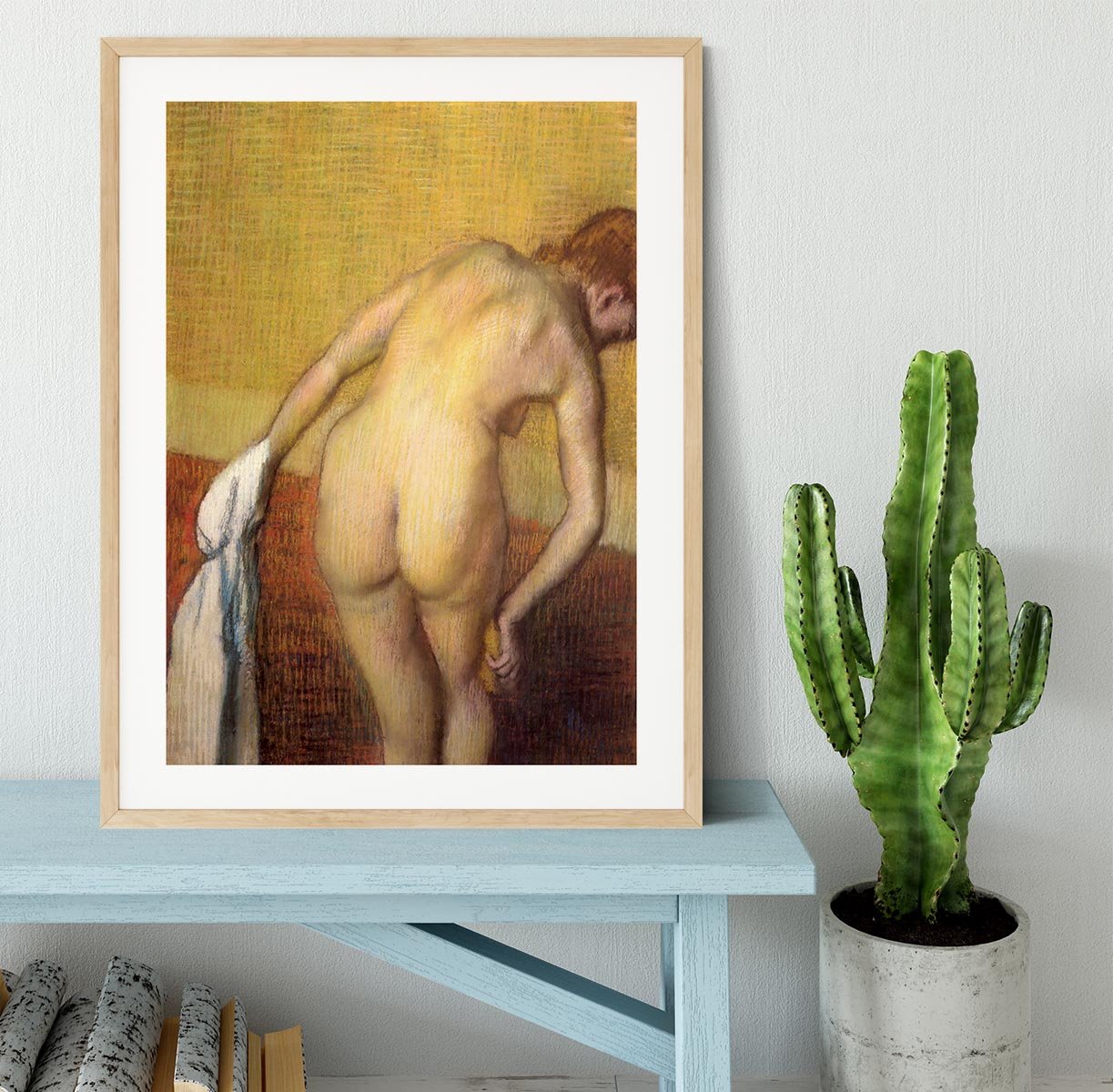 Woman Drying with towel and sponge by Degas Framed Print - Canvas Art Rocks - 3