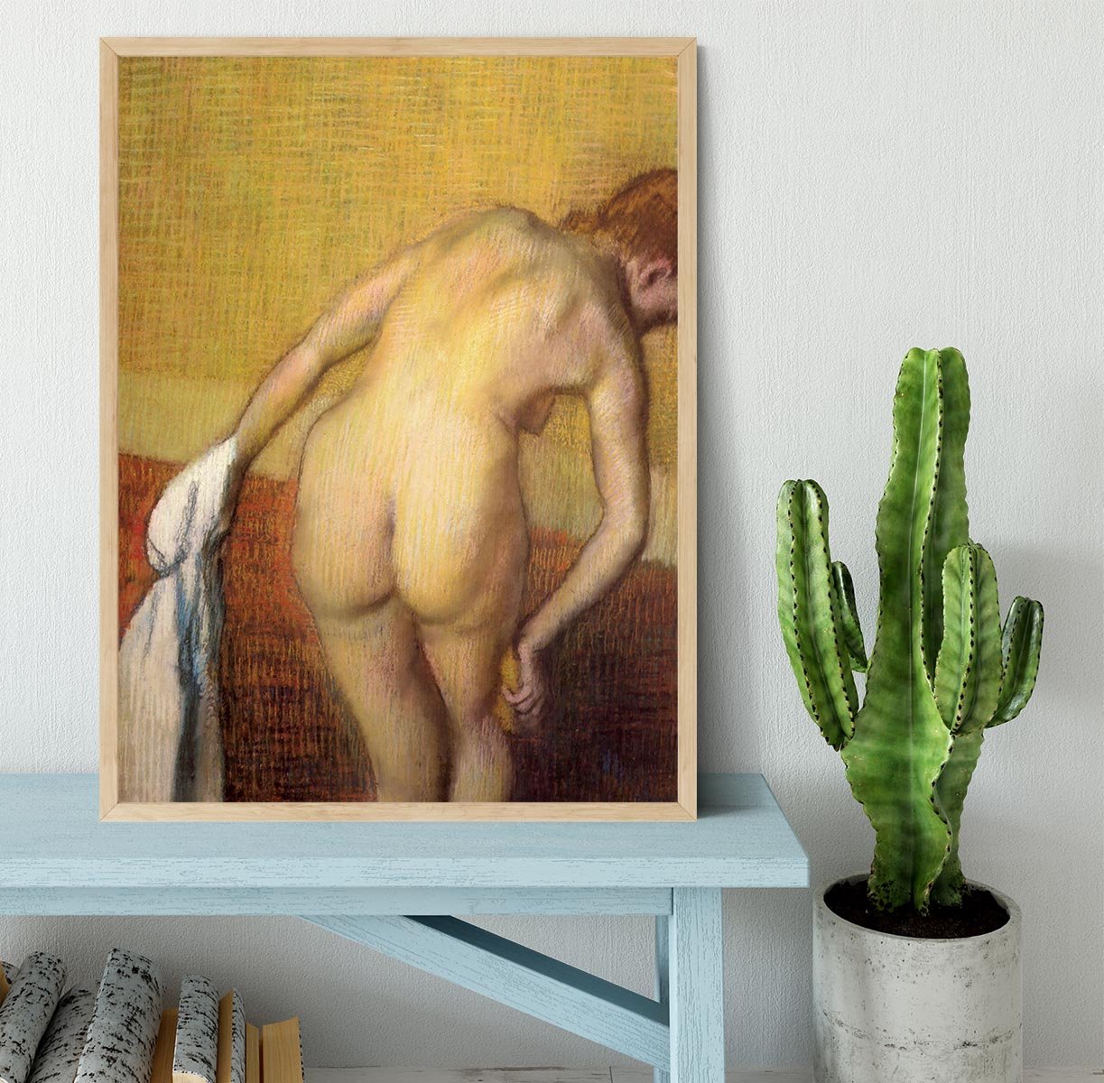 Woman Drying with towel and sponge by Degas Framed Print - Canvas Art Rocks - 4