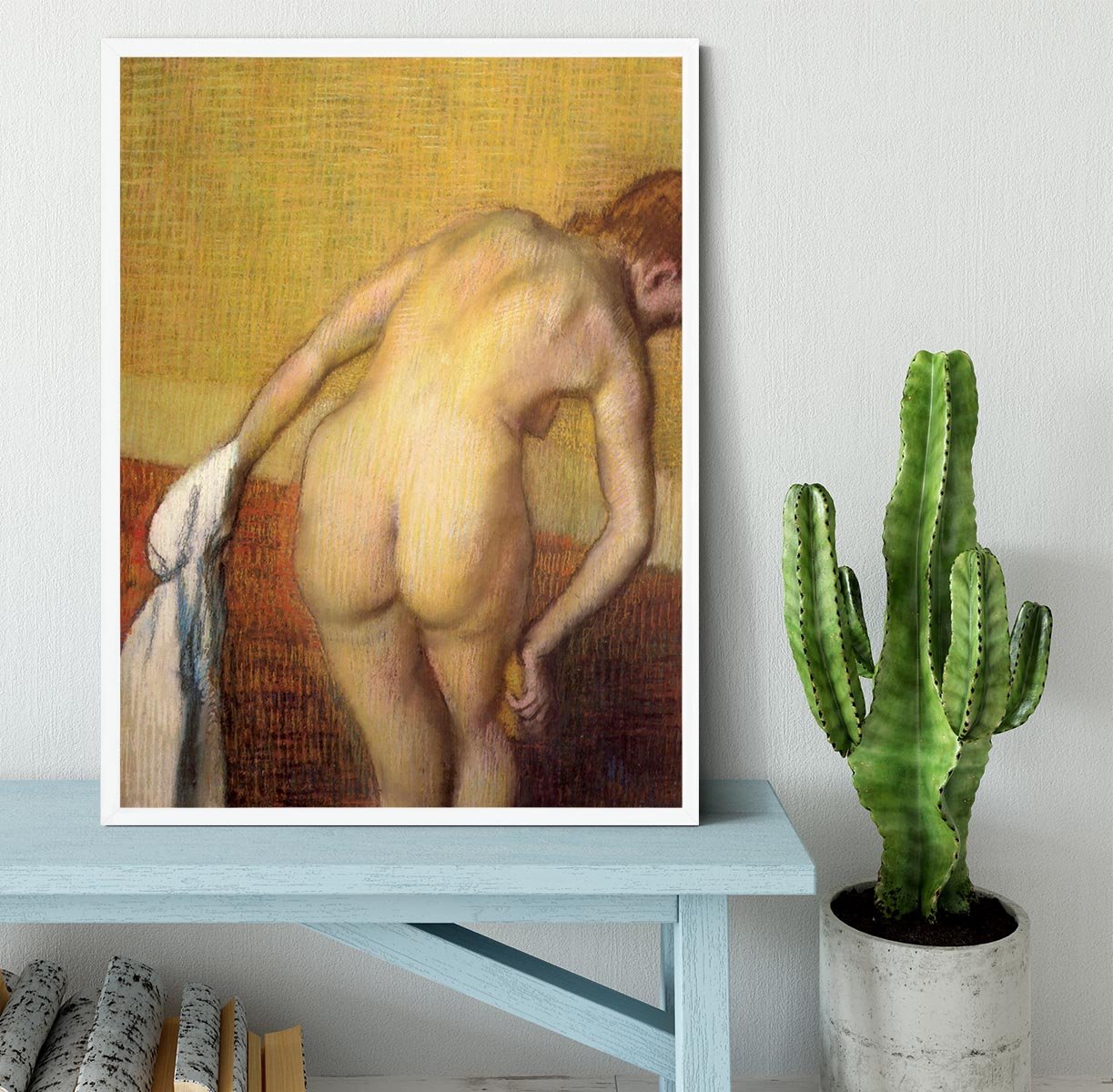 Woman Drying with towel and sponge by Degas Framed Print - Canvas Art Rocks -6