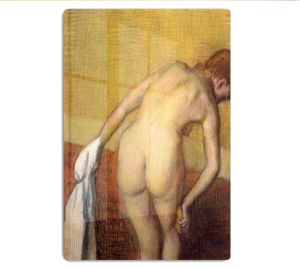 Woman Drying with towel and sponge by Degas HD Metal Print - Canvas Art Rocks - 1
