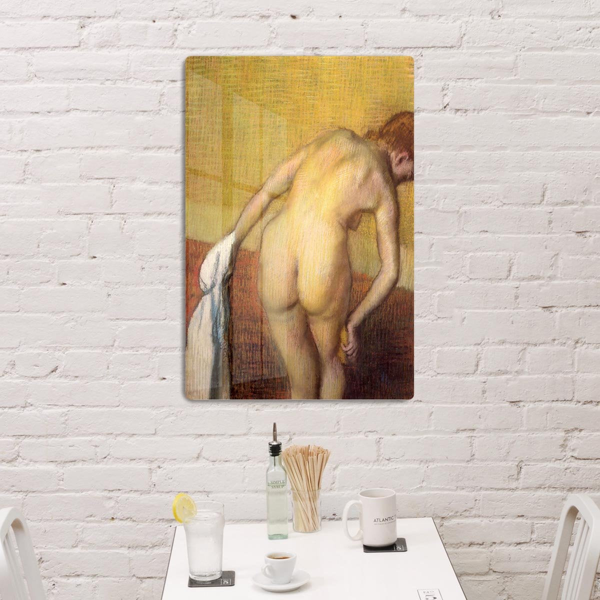 Woman Drying with towel and sponge by Degas HD Metal Print - Canvas Art Rocks - 3