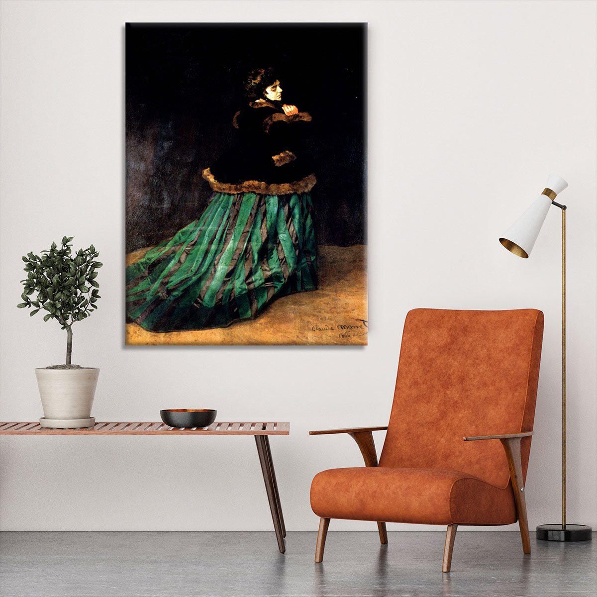 Woman In A Green Dress by Monet Canvas Print or Poster