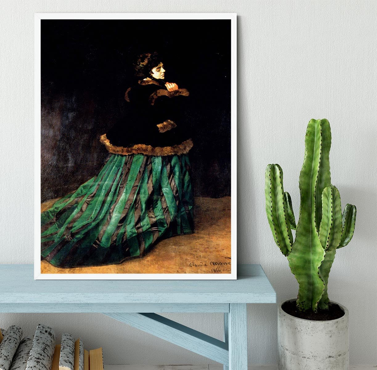Woman In A Green Dress by Monet Framed Print - Canvas Art Rocks -6