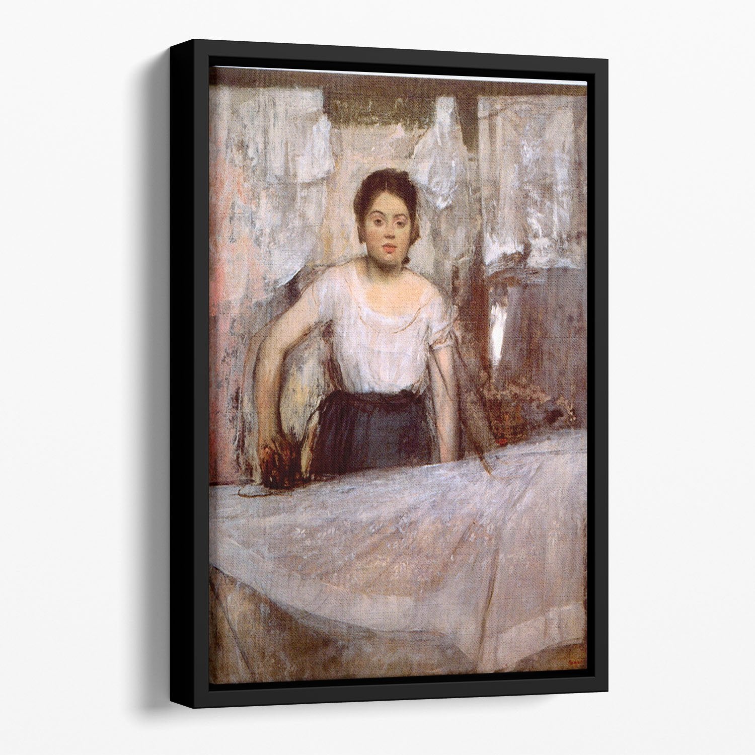 Woman Ironing by Degas Floating Framed Canvas