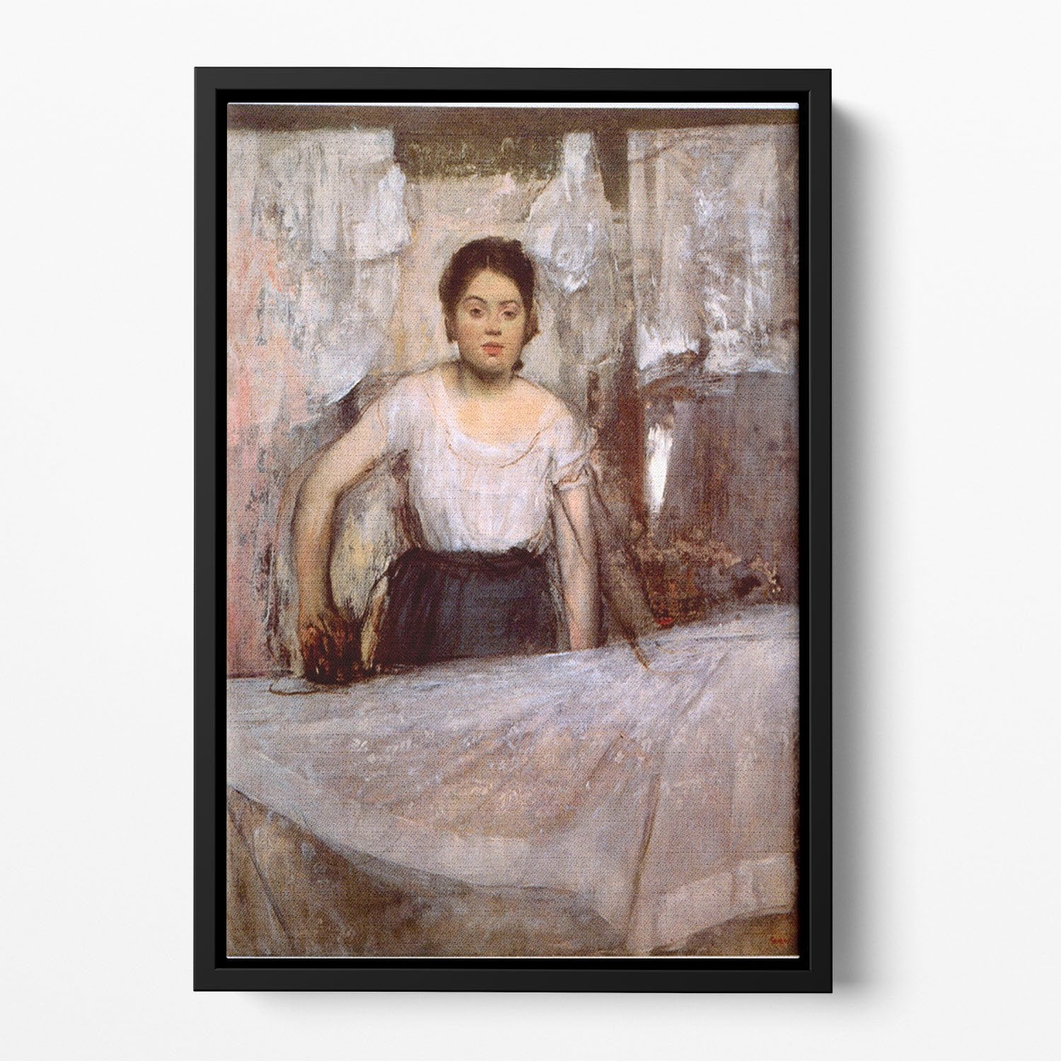 Woman Ironing by Degas Floating Framed Canvas