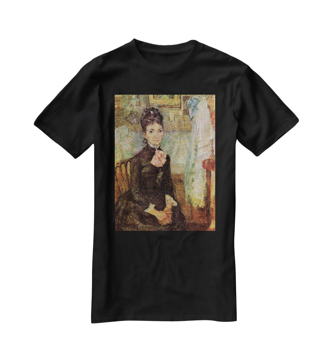 Woman Sitting by a Cradle by Van Gogh T-Shirt - Canvas Art Rocks - 1