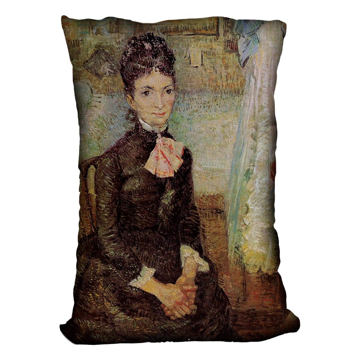 Woman Sitting by a Cradle by Van Gogh Throw Pillow