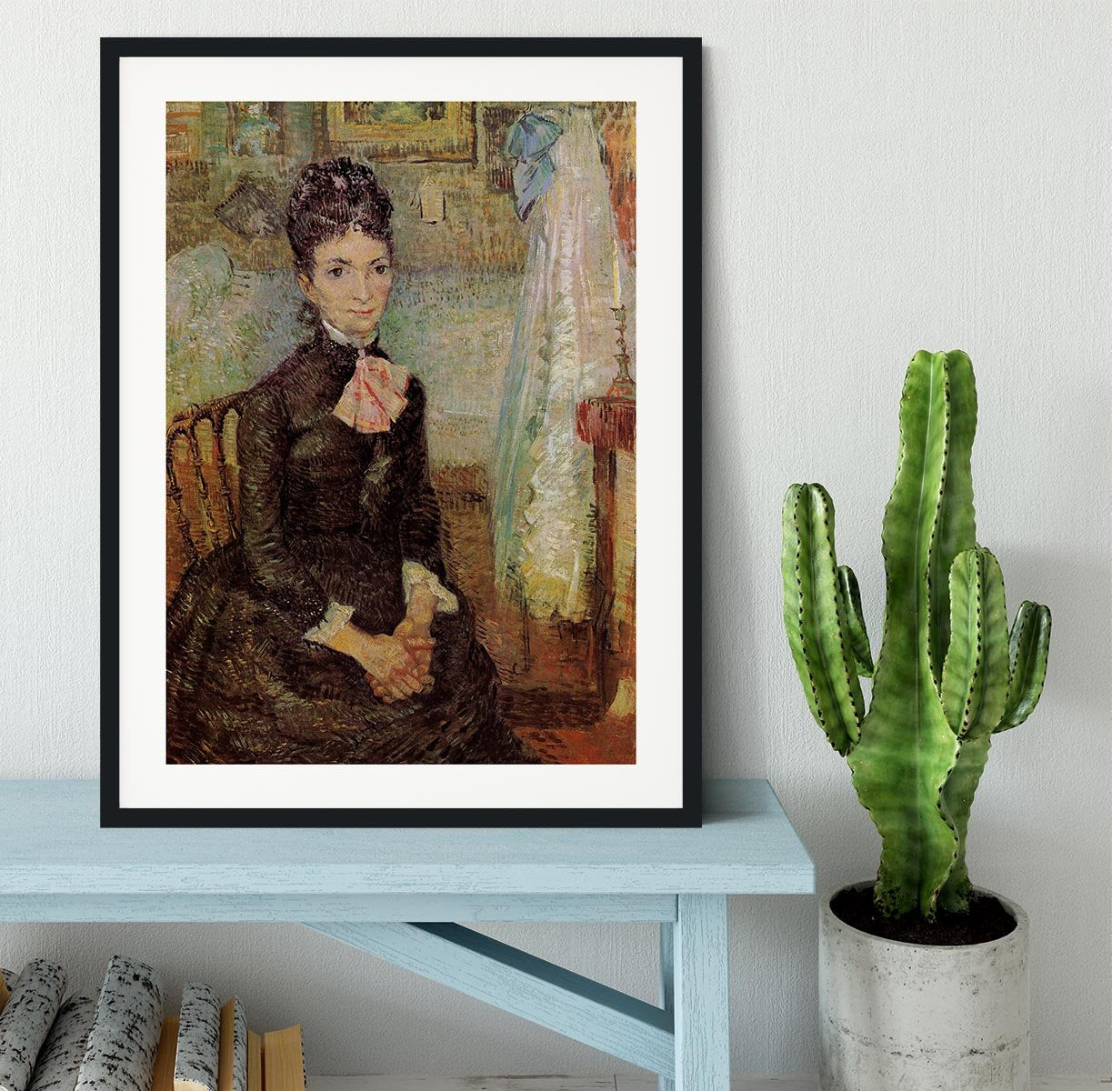 Woman Sitting by a Cradle by Van Gogh Framed Print - Canvas Art Rocks - 1