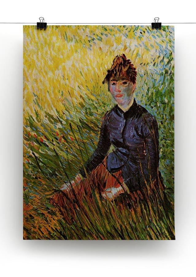 Woman Sitting in the Grass by Van Gogh Canvas Print & Poster - Canvas Art Rocks - 2