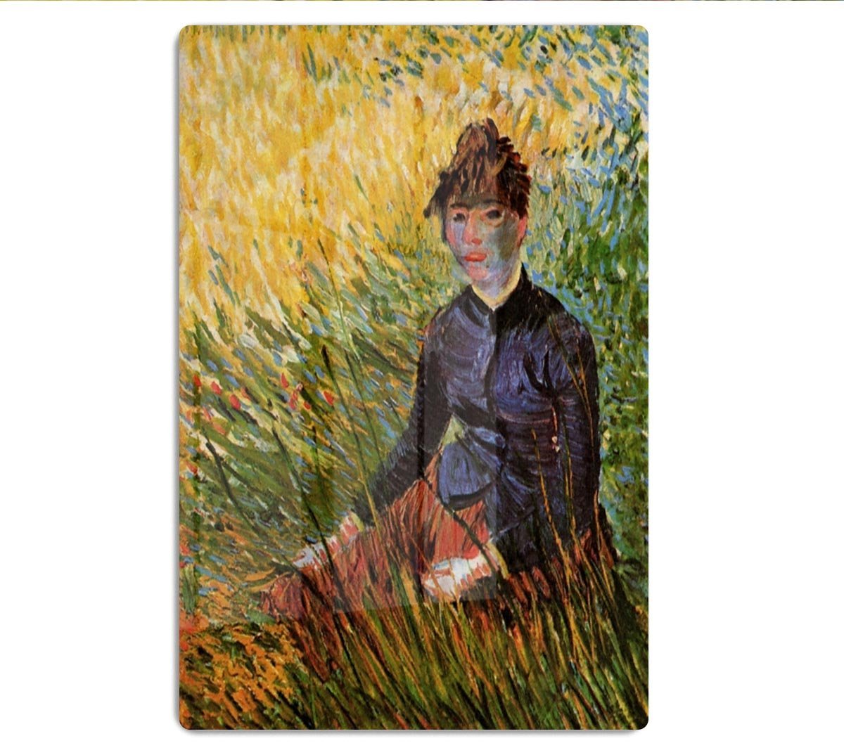 Woman Sitting in the Grass by Van Gogh HD Metal Print