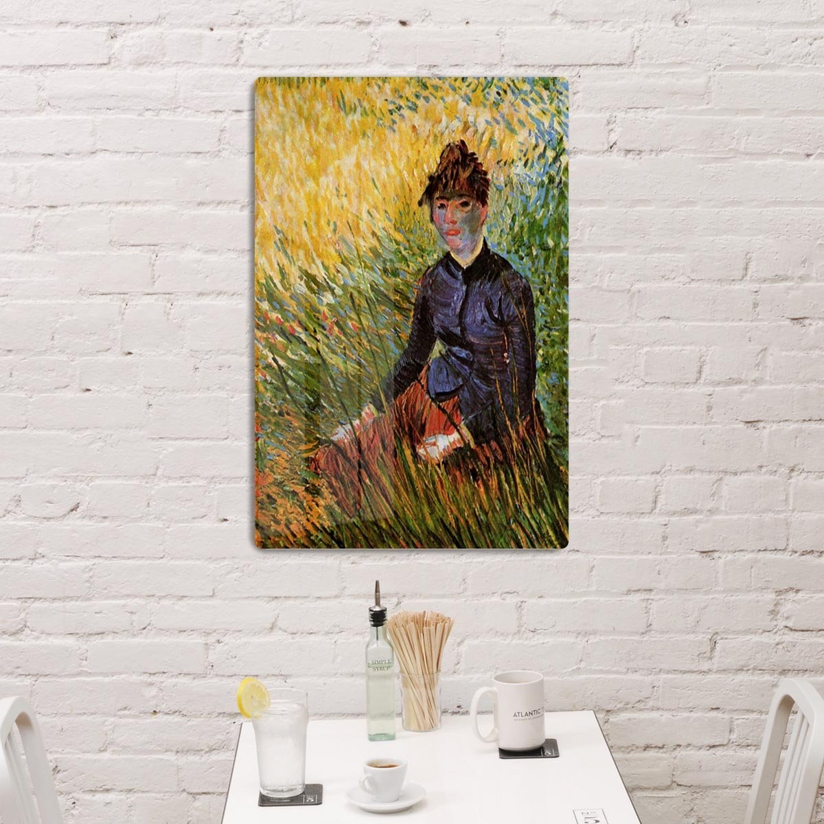 Woman Sitting in the Grass by Van Gogh HD Metal Print