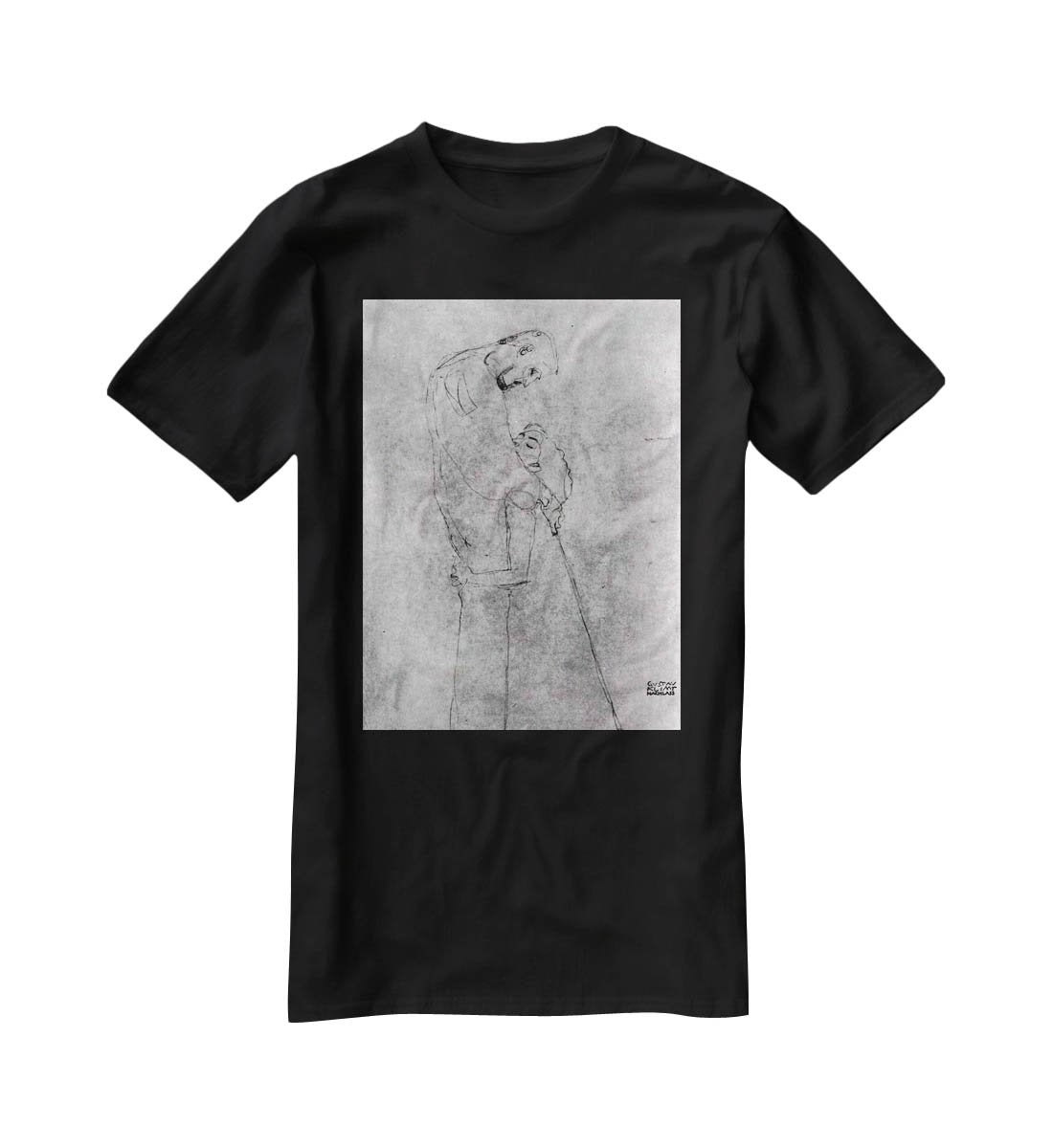 Woman and man standing in profile by Klimt T-Shirt - Canvas Art Rocks - 1