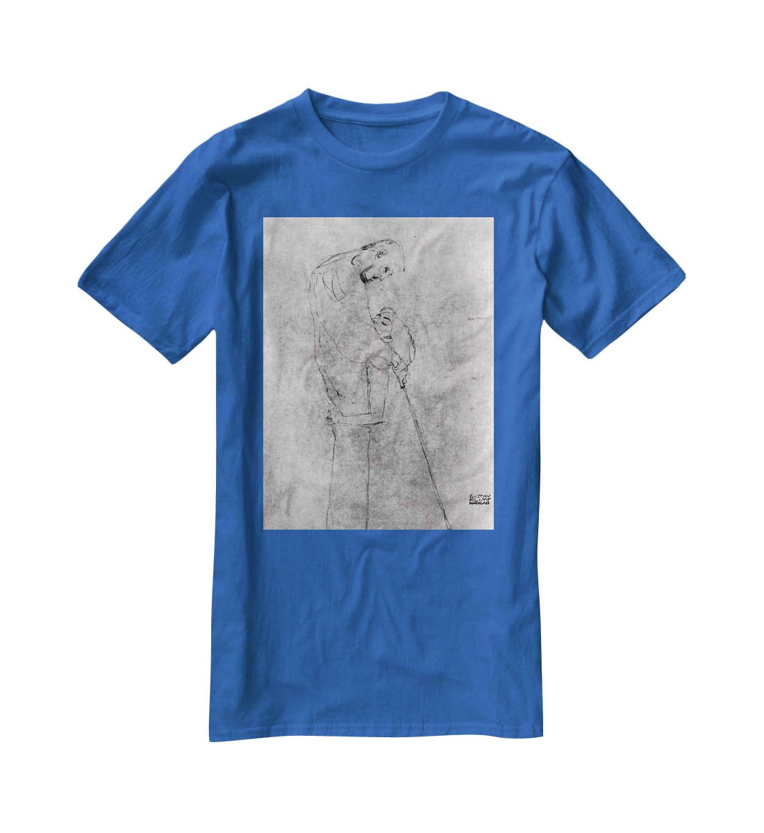 Woman and man standing in profile by Klimt T-Shirt - Canvas Art Rocks - 2