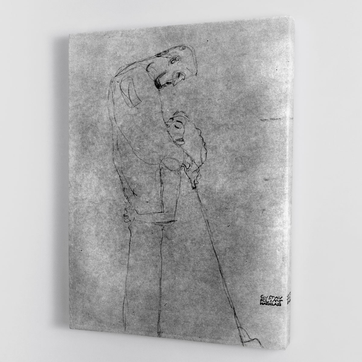 Woman and man standing in profile by Klimt Canvas Print or Poster - Canvas Art Rocks - 1