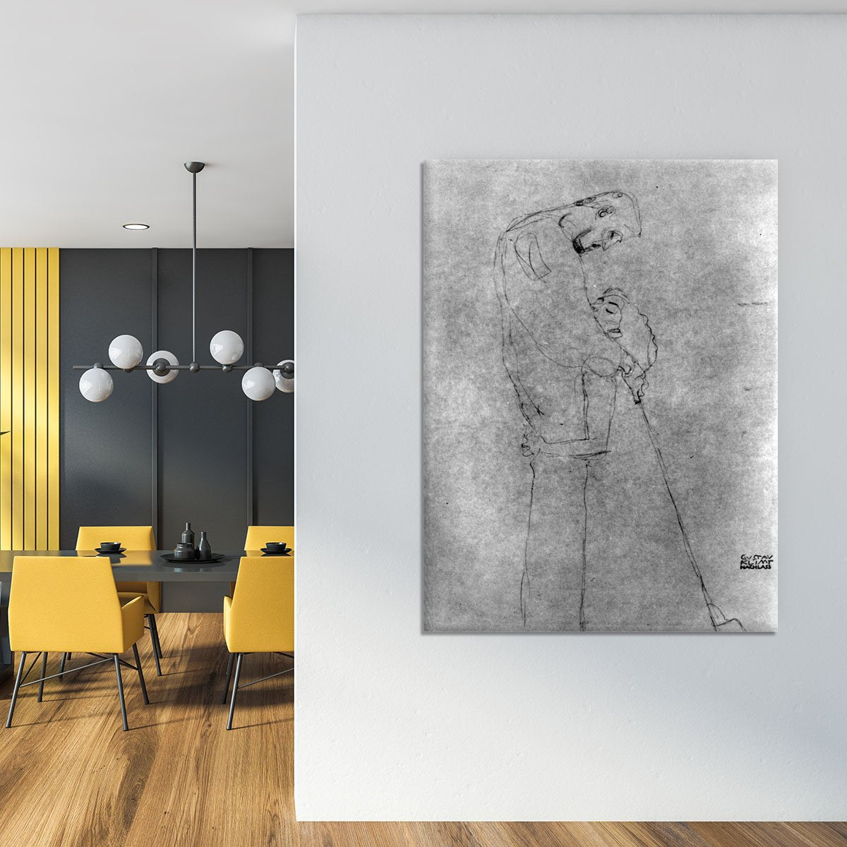 Woman and man standing in profile by Klimt Canvas Print or Poster
