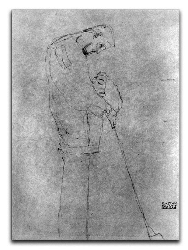 Woman and man standing in profile by Klimt Canvas Print or Poster  - Canvas Art Rocks - 1