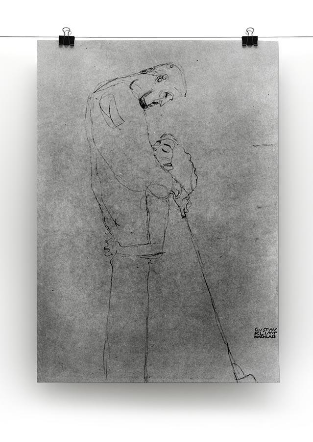 Woman and man standing in profile by Klimt Canvas Print or Poster - Canvas Art Rocks - 2