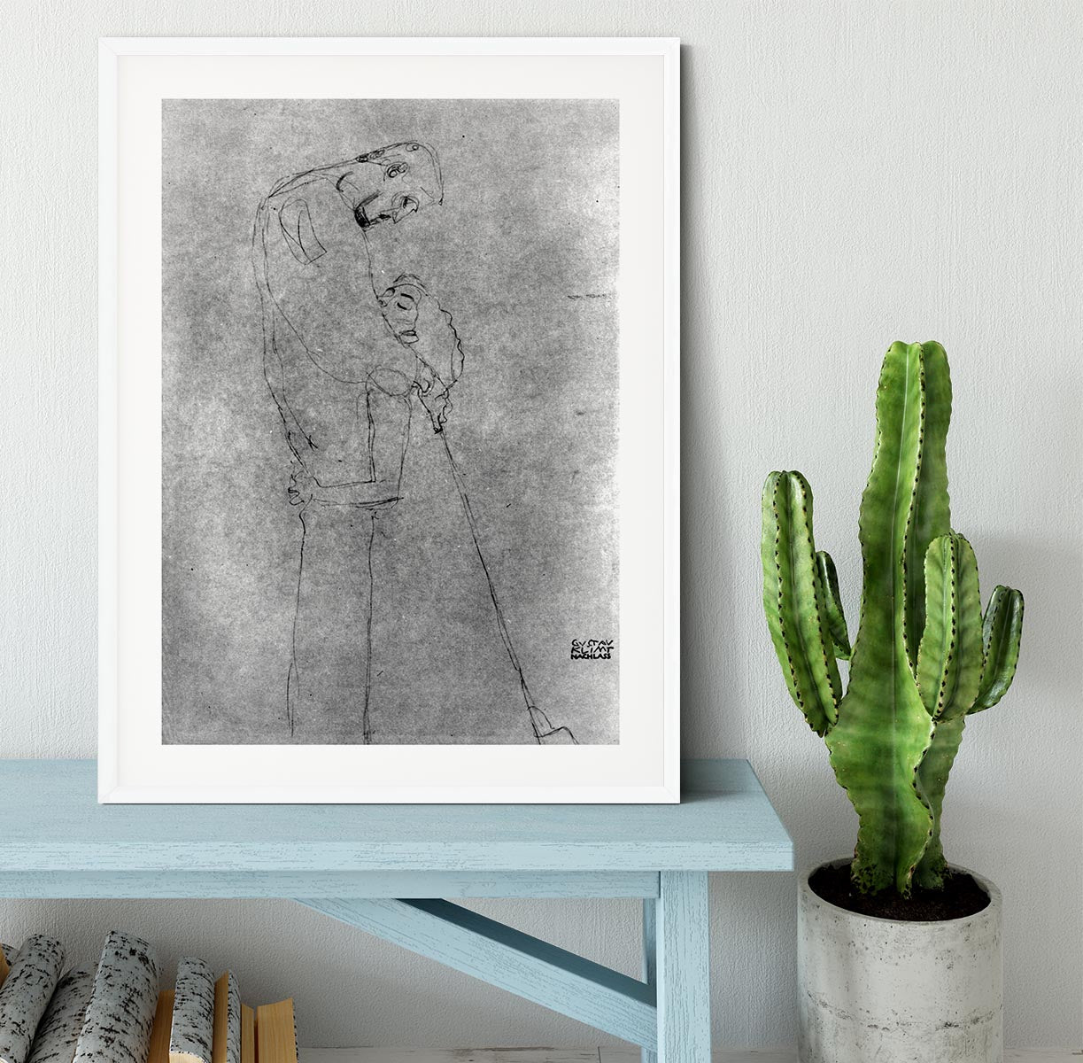 Woman and man standing in profile by Klimt Framed Print - Canvas Art Rocks - 5