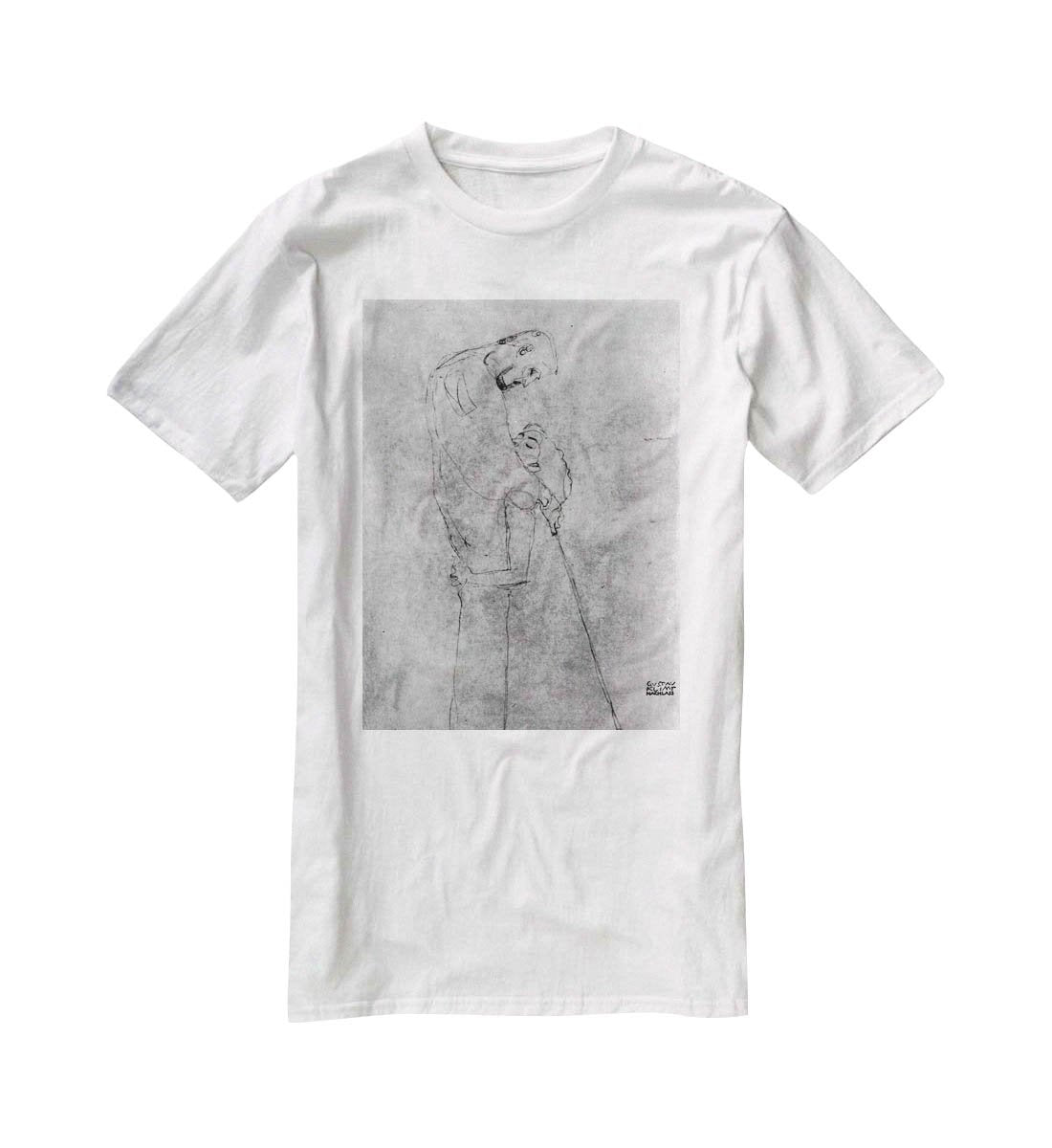 Woman and man standing in profile by Klimt T-Shirt - Canvas Art Rocks - 5
